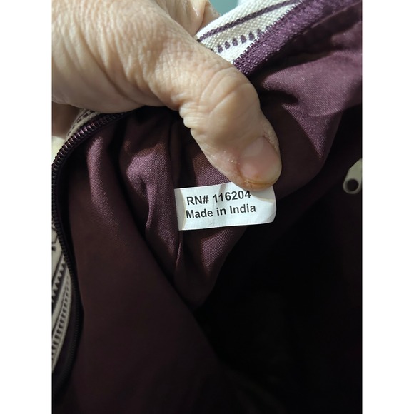 Black & Cream Tribal Print Fabric Tote | Zip Top | Lightweight Shoulder Bag - Picture 4 of 8